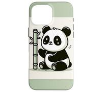 Smiling Panda With Bamboo Illustration Case for iPhone 16 Pro Max