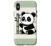 Smiling Panda With Bamboo Illustration Case for iPhone X/XS