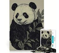 Smiling Panda with Leaves 1000 Piece Jigsaw Puzzles for Teenagers Cognitive Toy Slow Enjoy Premium Edge Santa Wish Pick 38x52cm
