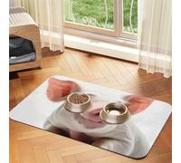 Smiling Pet Feeding Mat 30x45cm, Absorbent Dog Mat for Food and Water Bowl, PU Leather Cat Food Mat Waterproof Dog Bowl Mats Quick Dry Pet Placemats-No Stains