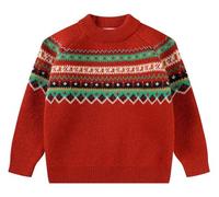SMILING PINKER Boys Christmas Jumper Sweater Xmas Tree Reindeer Snowman Chunky Knitted Pullover Winter Tops(Red Fair Isle,2 Years)
