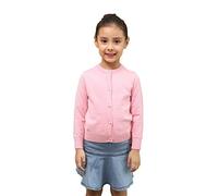 SMILING PINKER Smiling Er Little Girls Crewneck Cardigans Button Knitted Uniform Sweaters Solid Long Sleeves 43654 Pink