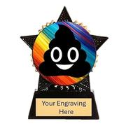 Smiling Poop Mini Star Black & Gold Resin Trophy Award 90mm Doo Doo Last Place Loser Fun Free Engraving-TS90BK-LL-CBK
