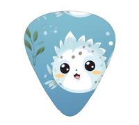 Smiling Pufferfish Printed pick set - 12 pieces, thin, medium and thick guitar picks, suitable for guitar, bass, electric guitar and ukulele