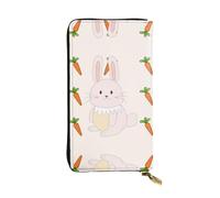 Smiling Rabbit Patterned Leather Long Wallet (7.5 * 4.1 inches) | Extra Large Multi-Function Compartment | Great Gift