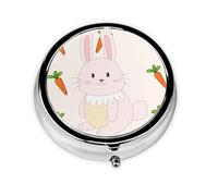Smiling Rabbit This Small, Printed, Round Pill Box is a Portable Pill and Vitamin Organizer Perfect for Pockets, Purses, and Travel.