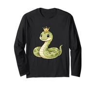 Smiling Royal Reptile with Crown for Snake Lovers Python Long Sleeve T-Shirt