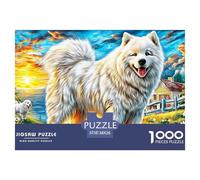 Smiling Samoyed 1000 Piece Puzzle for Adults - Challenging Jigsaw for Mindfulness & Wall Art, Premium Quality with Detailed Art Print 38x26cm/1000pcs