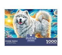 Smiling Samoyed 1000 Piece Puzzle for Adults - Challenging Jigsaw for Mindfulness & Wall Art, Premium Quality with Detailed Art Print 38x26cm/1000pcs