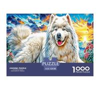 Smiling Samoyed 1000 Piece Puzzle for Adults - Challenging Jigsaw for Mindfulness & Wall Art, Premium Quality with Detailed Art Print 52x38cm/1000pcs
