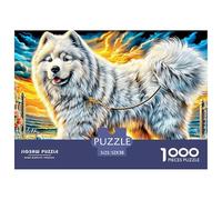 Smiling Samoyed 1000 Piece Puzzle for Adults - Challenging Jigsaw for Mindfulness & Wall Art, Premium Quality with Detailed Art Print 52x38cm/1000pcs