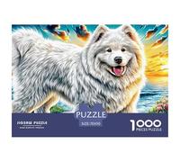 Smiling Samoyed 1000 Piece Puzzle for Adults - Challenging Jigsaw for Mindfulness & Wall Art, Premium Quality with Detailed Art Print 70x50cm/1000pcs