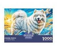 Smiling Samoyed 1000 Piece Puzzle for Adults - Challenging Jigsaw for Mindfulness & Wall Art, Premium Quality with Detailed Art Print 38x26cm/1000pcs