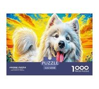 Smiling Samoyed 1000 Piece Puzzle for Adults - Challenging Jigsaw for Mindfulness & Wall Art, Premium Quality with Detailed Art Print 52x38cm/1000pcs