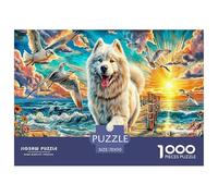 Smiling Samoyed 1000 Piece Puzzle for Adults - Challenging Jigsaw for Mindfulness & Wall Art, Premium Quality with Detailed Art Print 70x50cm/1000pcs