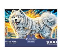 Smiling Samoyed 1000 Piece Puzzle for Adults - Challenging Jigsaw for Mindfulness & Wall Art, Premium Quality with Detailed Art Print 38x26cm/1000pcs