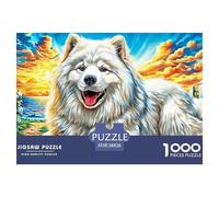 Smiling Samoyed 1000 Piece Puzzle for Adults - Challenging Jigsaw for Mindfulness & Wall Art, Premium Quality with Detailed Art Print 38x26cm/1000pcs
