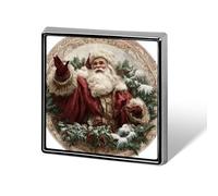 Smiling Santa Claus Holly Mistletoe Wreath Unisex Brooches & Pins Square Lightweight Lapel Badge Jewelry for Clothing Shawl Hat