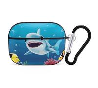 Smiling Shark AirPods Pro 2 Case Cover, Shockproof Hard Shell Protective Case for Women Men, Compatible with Airpod Pro Case 2nd/1st Generation with Keychain-Black