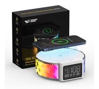 Smiling Shark Alarm Clock Charger Light, Alarm Clock Bedside Lamp with Wireless Charger Touch Control 3 Brightness and RGB Effects Wake Up Light Charging with 60 Minutes Snooze Timer for Bedroom Decor