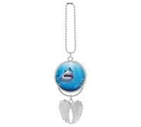 Smiling Shark Car Pendant, Rear View Mirror Hanging Ornament, Auto Decor for Rearview Mirror, Keychain Silver-Style