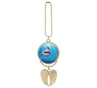 Smiling Shark Car Pendant, Rear View Mirror Hanging Ornament, Auto Decor for Rearview Mirror, Keychain Golden-Style