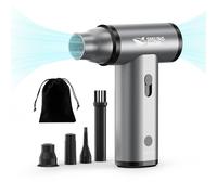 Smiling Shark Compressed Air Duster, J01 Aluminum Alloy Brushless Motor 130000RPM Cordless Electric Air Duster with Stepless Speed Rechargeable Air Blower for PC/Keyborad/BBQ/Car/Camping, Grey