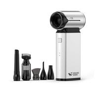 Smiling Shark Compressed Air Duster, J02 Super Power 150000RPM Aluminum Electric Air Duster with Mini Vacuum Cleaner, 2 Modes (Normal&Storm) Adjustable Dust Blower for PC/Outdoor/House/Car, Silver