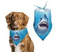 Smiling Shark Dog Bandana Washable & Adjustable Triangle Scarf, Breathable Pet Scarf for Small Medium Large Pets, Cute Fashion Pet Accessory