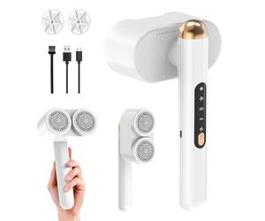 Smiling Shark Fabric Shaver, M-3 Rechargeable Pilling Defuzzer 4 Speed Mode 90° Rotatable Grip Portable Cordless Pill Lint Remover for Clothes Furniture Sweater Curtain, Electric-Debobbler-Depiller