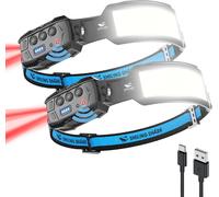 Smiling Shark Headlamp, 2 Pack Head Lamps LED Rechargeable 6 Modes 7White Ligh