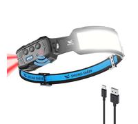 Smiling Shark Headlamp, Head Lamp LED Rechargeable 6 Modes 7*White Lights 270° Lighting Width Motion Sensor Red Tail Light for Camping Fishing Running Repairation, LED-HeadLamp-Rechargeable-Light