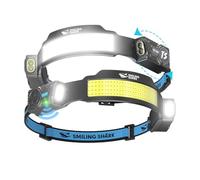 Smiling Shark Headlamps, 2 Pack Super Bright LED Head Lamp Rechargeable Adjustable Spotlight & 4 Floodlight with Motion Sensor 4 Mode 2400mAh HeadTorch for Emergency Camping Hiking Fishing Running