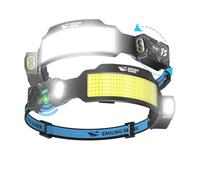 Smiling Shark Headlamps, 2 Pack Super Bright LED Head Lamp Rechargeable Adjustable Spotlight & 6 Floodlight with Motion Sensor 6 Mode 2400mAh HeadTorch for Emergency Camping Hiking Fishing Running