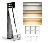 Smiling Shark HM-02 Under Cabinet Light, 2 Pack Long-Lasting Rechargeable Lighting with Motion Sensor Ultra-Thin & Easy Installation Wardrobe Lights Warm Neutral White Light for Kitchen Closet Pantry