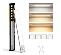 Smiling Shark HM-02 Under Cabinet Light, Long-Lasting Rechargeable Lighting with Motion Sensor Ultra-Thin & Easy Installation Wardrobe Light Warm Neutral & White Light for Kitchen Closet Pantry