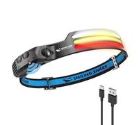 Smiling Shark LED Headlamp, 230°Wide Angle 3*Multi-Color Light Strips The Brightest Head Lamp Rechargeable with Motion Sensor Waterproof Headlight for Camping Hiking Outdoor, Head-Lamp-LED-Hat-Light