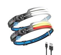 Smiling Shark LED Rechargeable Headlamp, 230°Wide Angle 2 Pack 3*White Light Lightweight HeadLamps Motion Sensor Waterproof Headlight for Camping Hiking Outdoor (Multicolor)