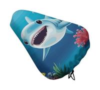 Smiling Shark Padded Bike Seat Cushion with Drawstring Soft Comfort Waterproof Bicycle Seat Cover, Wide Saddle Protection Covers Protector for Men Women for Exercise Mountain Road Bikes
