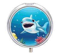 Smiling Shark Pill Box 3 Compartment Decorative Metal Medicine Vitamin Organizer Personalized Medicine Organizer Travel Pillbox for Outdoor