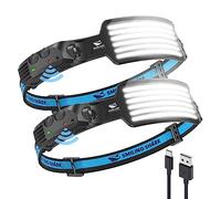 Smiling Shark Rechargeable Headlight, 230° Wide Angle 6* White Light The Brightest LED Head Lamp with Motion Sensor Waterproof Headlight for Camping Hiking Outdoor, Headlight-LED-Frontal-Rechargeable