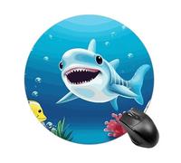 Smiling Shark Round Mouse Pad Smooth Glide Gaming Mousepad Extra Density Portable Comfortable Mouse Mat for Desk, Home, Office 7.8x7.8 Inches