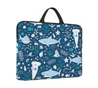 Smiling Shark Sea Animals Fishes Starfish Blue, 14 Inch Laptop Sleeve, Notebook Bag Laptop Case Sleeve Briefcase with Handle