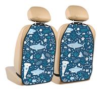 Smiling Shark Sea Animals Fishes Starfish Blue,2 Pack Car Seat Kick Mats Back Seat Protector Durable Back Seat Organiser