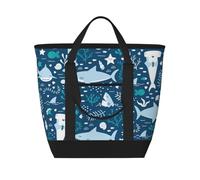 Smiling Shark Sea Animals Fishes Starfish Blue,Lunch Bags Large Capacity Insulated Tote Bag For Women Men Work Picnic Travel