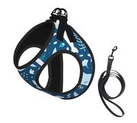 Smiling Shark Sea Animals Fishes Starfish Blue,Pet Harness,Adjustable Reflective Dog Harness,Pet Leash Vest,S