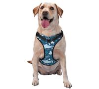 Smiling Shark Sea Animals Fishes Starfish Blue,Pet Harness,Adjustable Reflective Dog Harness,Pet Leash Vest,M