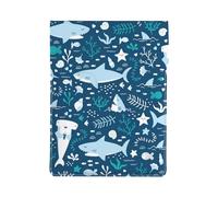 Smiling Shark Sea Animals Fishes Starfish Blue, PU Leather Laptop Sleeve, Notebook Bag Laptop Case Sleeve Tablet Briefcase