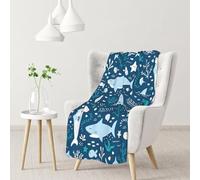 Smiling Shark Sea Animals Fishes Starfish Blue,Soft Blanket Warm Anti-Pilling Flannel Plush Throw Blanket 76 X 102 cm