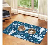 Smiling Shark Sea Animals Fishes Starfish Blue,Waterproof Pet Feeding Mat,PU Leather Placemats for Cat Dog Water Bowl,Food Mats,40x60cm